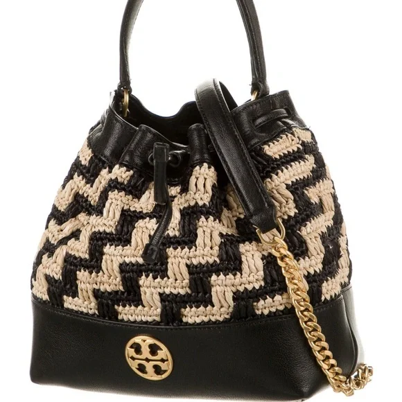 Tory Burch Will Straw Drawstring Bag - Picture 2 of 6